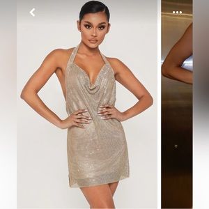 Meshki gold crystal dress